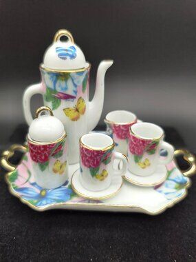 Vintage Adeline Collection Miniature Porcelain Tea Set With Original Box
